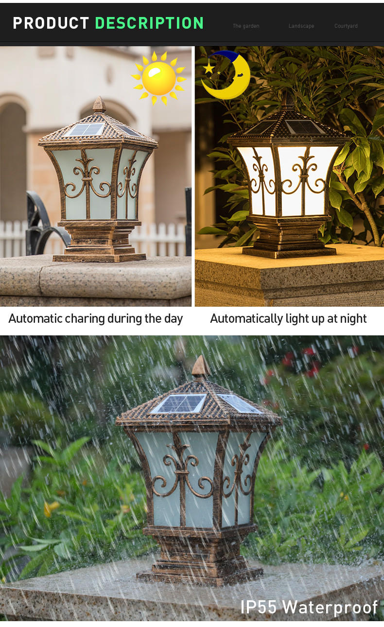 Pat Hei Gate Hardware classic solar gate pillar lights awarded supplier for sale-3