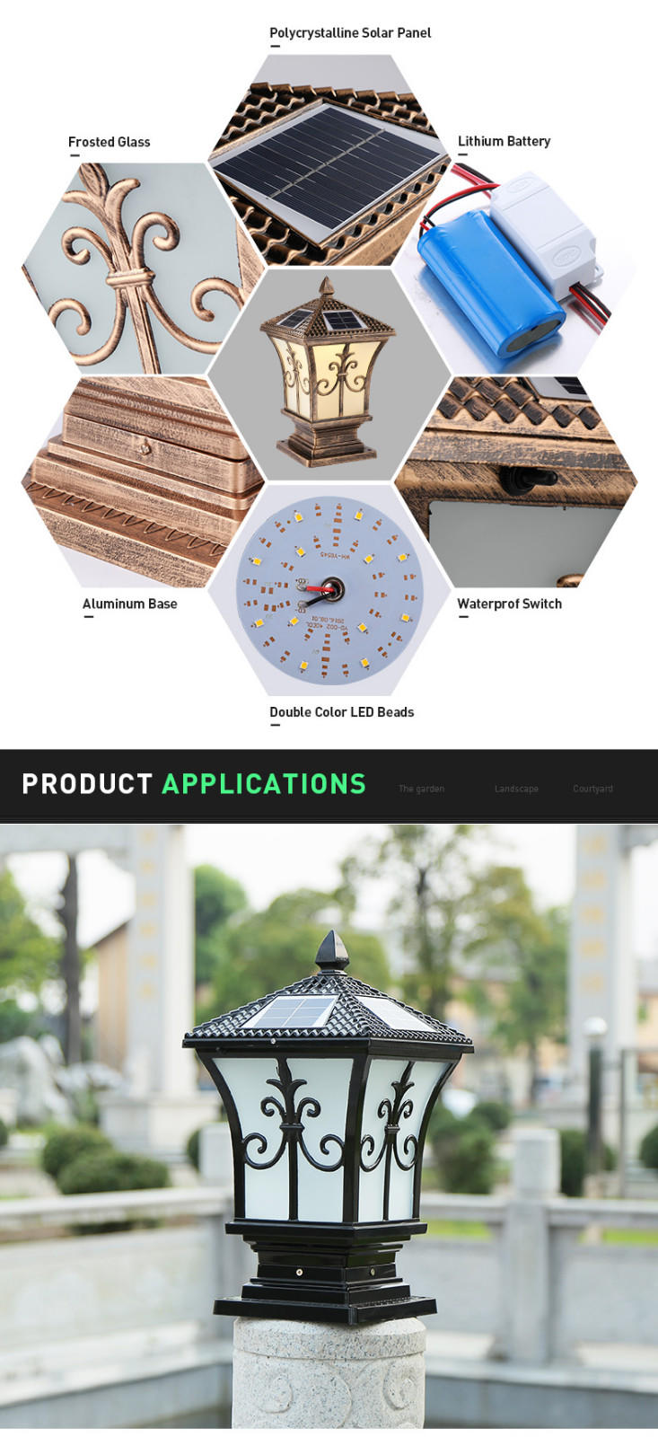 Pat Hei Gate Hardware classic solar gate pillar lights awarded supplier for sale-2