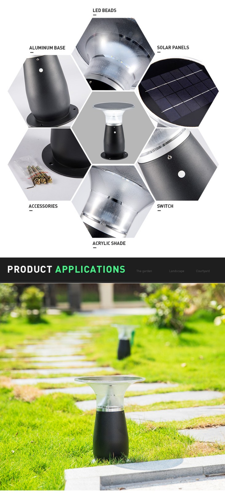 Pat Hei Gate Hardware-Ip55 Waterproof Aluminum Wireless Outdoor Solar Bollard Light-pat Hei Gate-4